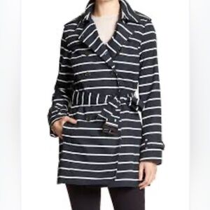 Banana Republic Striped Navy Trench Coat